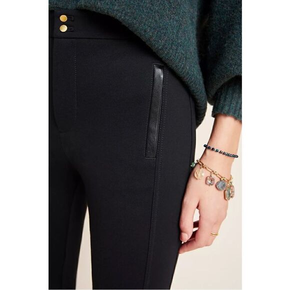 NEW Anthropologie Black Essential Ponte Tapered Tailored Trousers Pants Size 12 - Picture 4 of 4